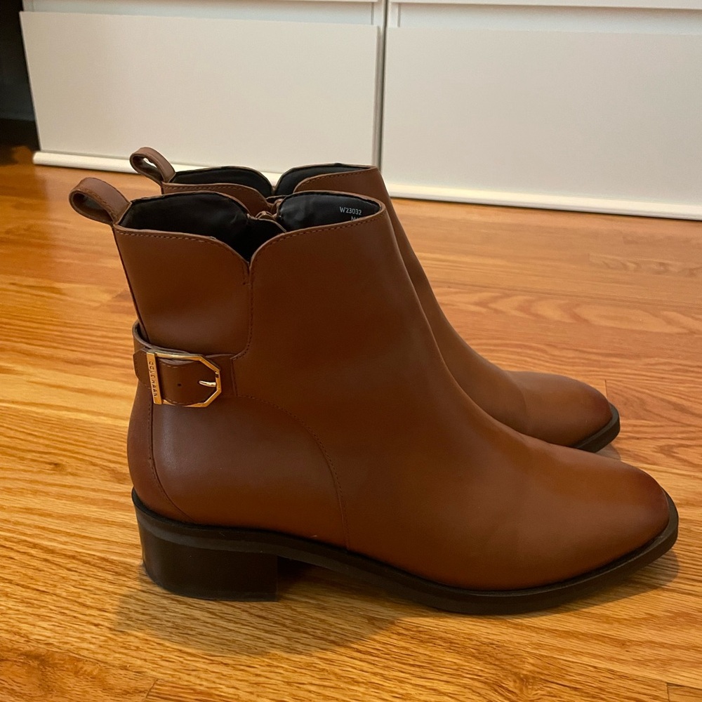 Cole Haan Brown Ankle Booties with Buckle Detail
